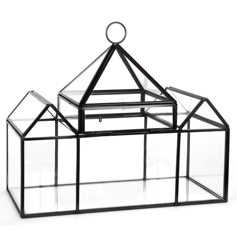 DECO D'Eco Glass Castle Plant Terrarium (10x4.5x9) - Tabletop & Hanging Black Geometric Planter - Succulents, Air Plants, Moss - Summer Home, Garden Office & Wedding Botanical Decor - Gift for Plant Lovers - Image 3
